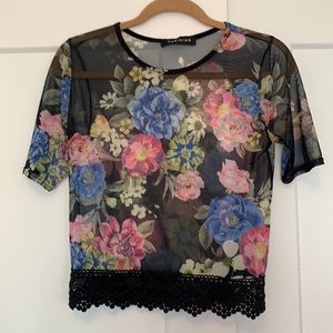 Floral mesh tee